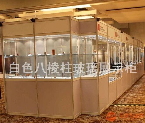 八棱柱白色玻璃展示柜柜臺(tái) 珠寶首飾展覽的匠心之選